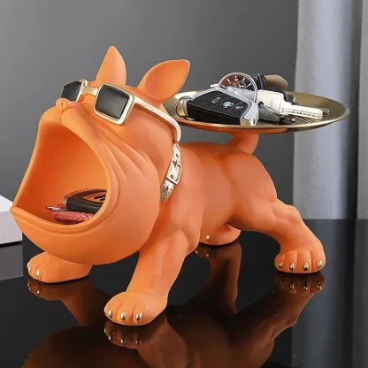 Home Decor Dog Figurine with Tray - Image 3